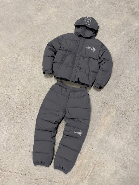 DARK GREY DUCK DOWN PUFFAH PANTS
