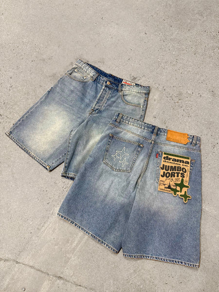 JUMBO JORTS (LIGHT BLUE WASH)