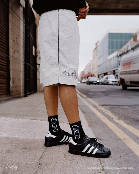 GREY LINE-STAR NYLON SHORTS