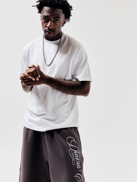 ASH GREY SCRIBBLE STITCH SHORTS