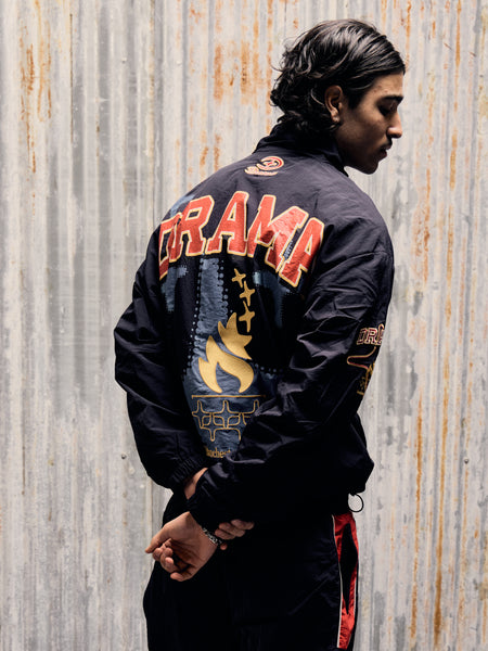 NAVY OLYMPIC NYLON TRACK TOP