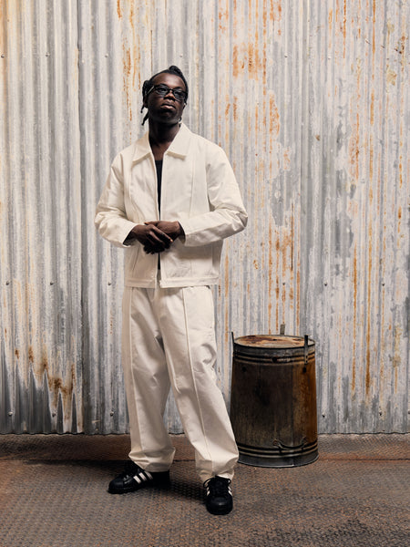WHITE PLEATED STA JACKET