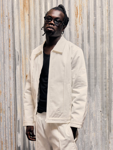 WHITE PLEATED STA JACKET