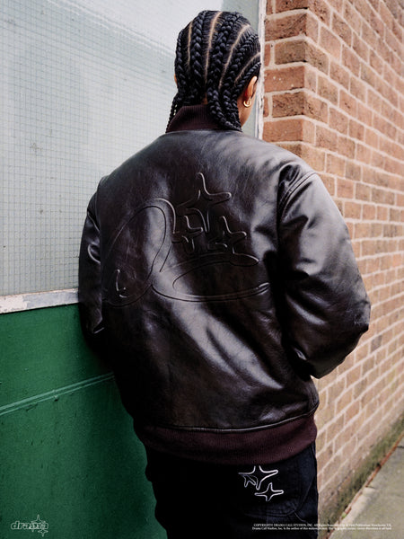 BLACK SCRIBBLE LEATHER JACKET