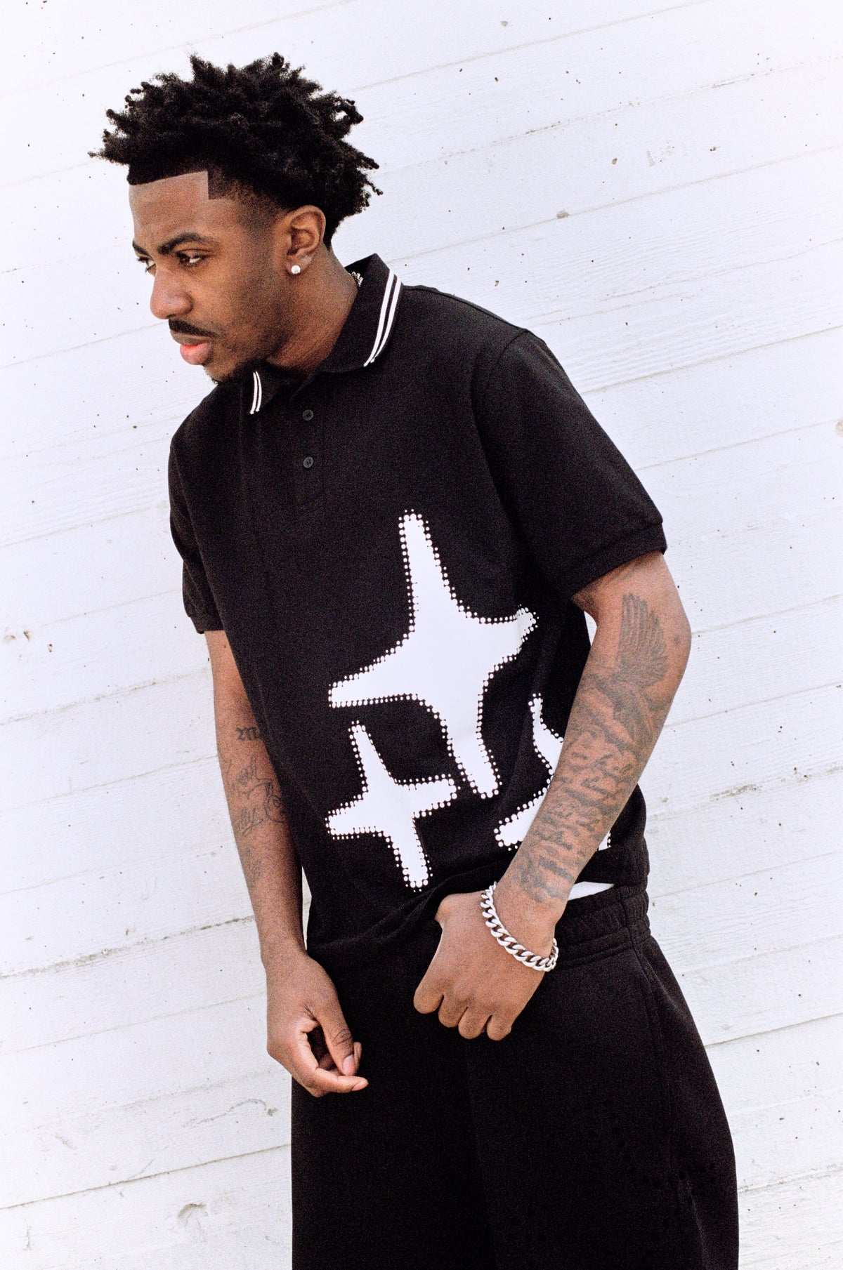 BLACK HALFTONE 3STA POLO - New