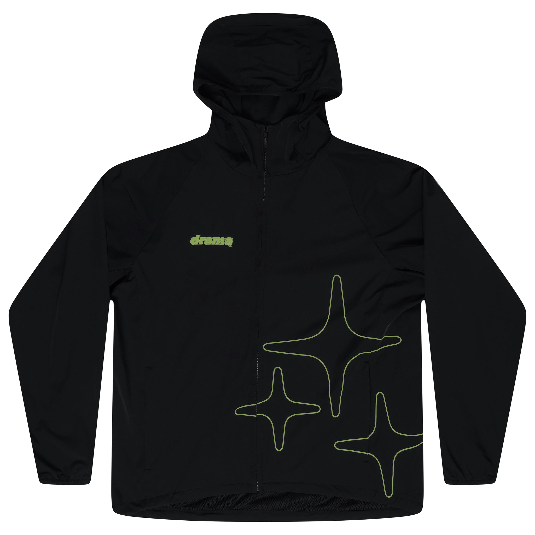 LIGHTWEIGHT NYLON JACKET (BLACK N GREEN)