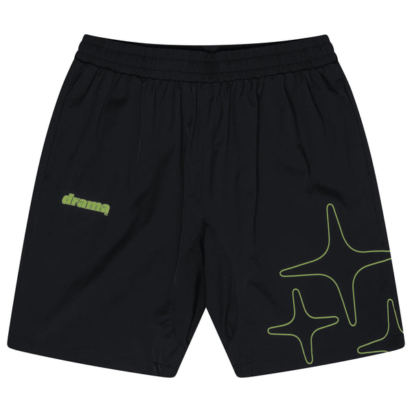 LIGHTWEIGHT NYLON SHORTS (BLACK N GREEN)