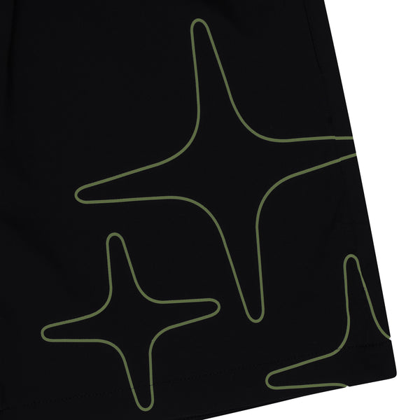 LIGHTWEIGHT NYLON SHORTS (BLACK N GREEN)
