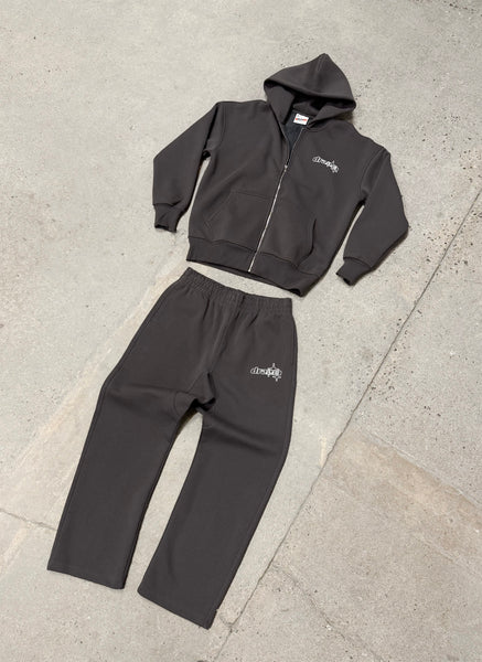 DARK GREY LINE-STA ZIP UP HOOD