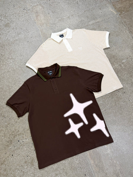 BROWN N PINK HALFTONE 3STA POLO
