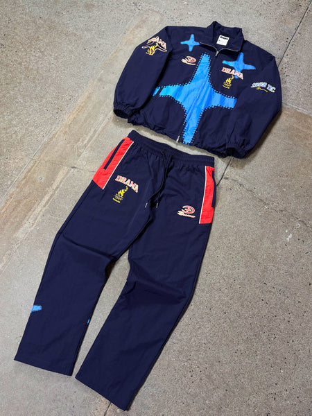 NAVY OLYMPIC NYLON TRACK TOP