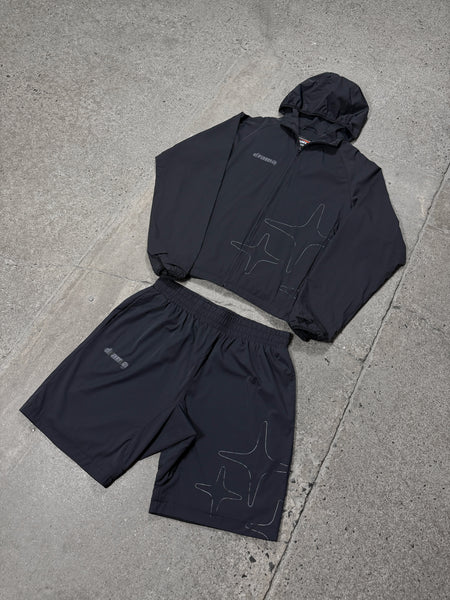 BLACK LIGHTWEIGHT NYLON JACKET