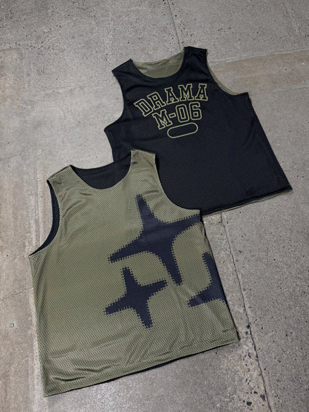ARMY GREEN N BLACK REVERSIBLE MESH SPORT VEST