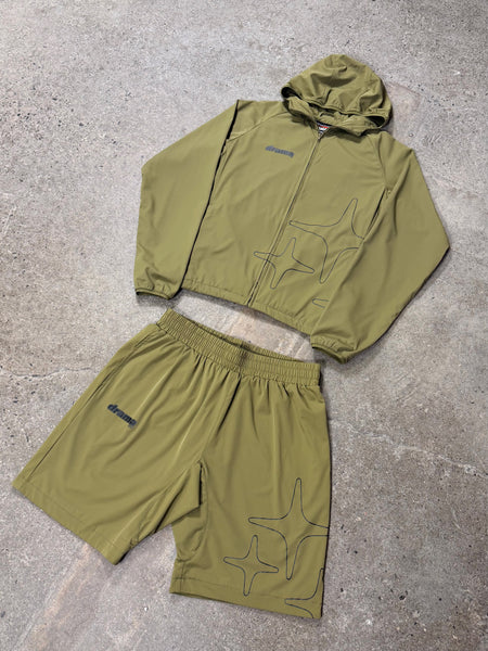 MILITARY GREEN LIGHTWEIGHT NYLON SHORTS