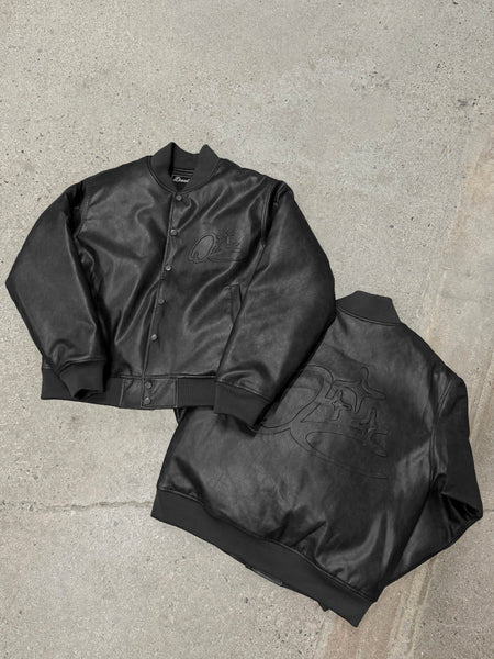 BLACK SCRIBBLE LEATHER JACKET