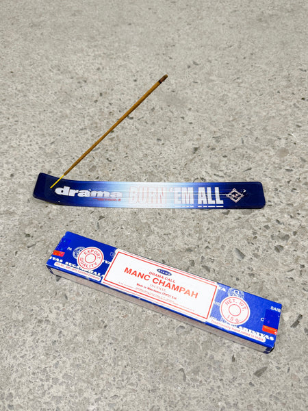 BLU INCENSE HOLDER + x15 MANC CHAMPA STICKS