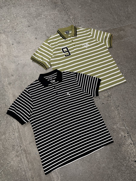 BLACK N WHITE STA STRIPED POLO