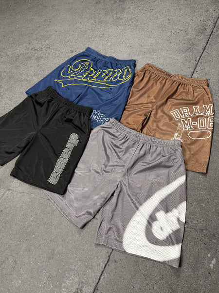 ASH GREY OVAL MESH SHORTS