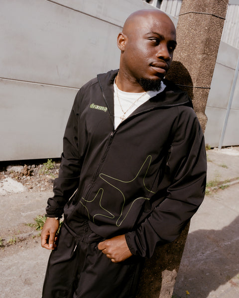 LIGHTWEIGHT NYLON JACKET (BLACK N GREEN)