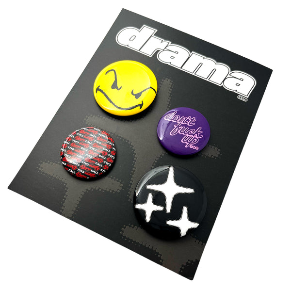 DRAMA PIN BADGES (PACK OF 4)