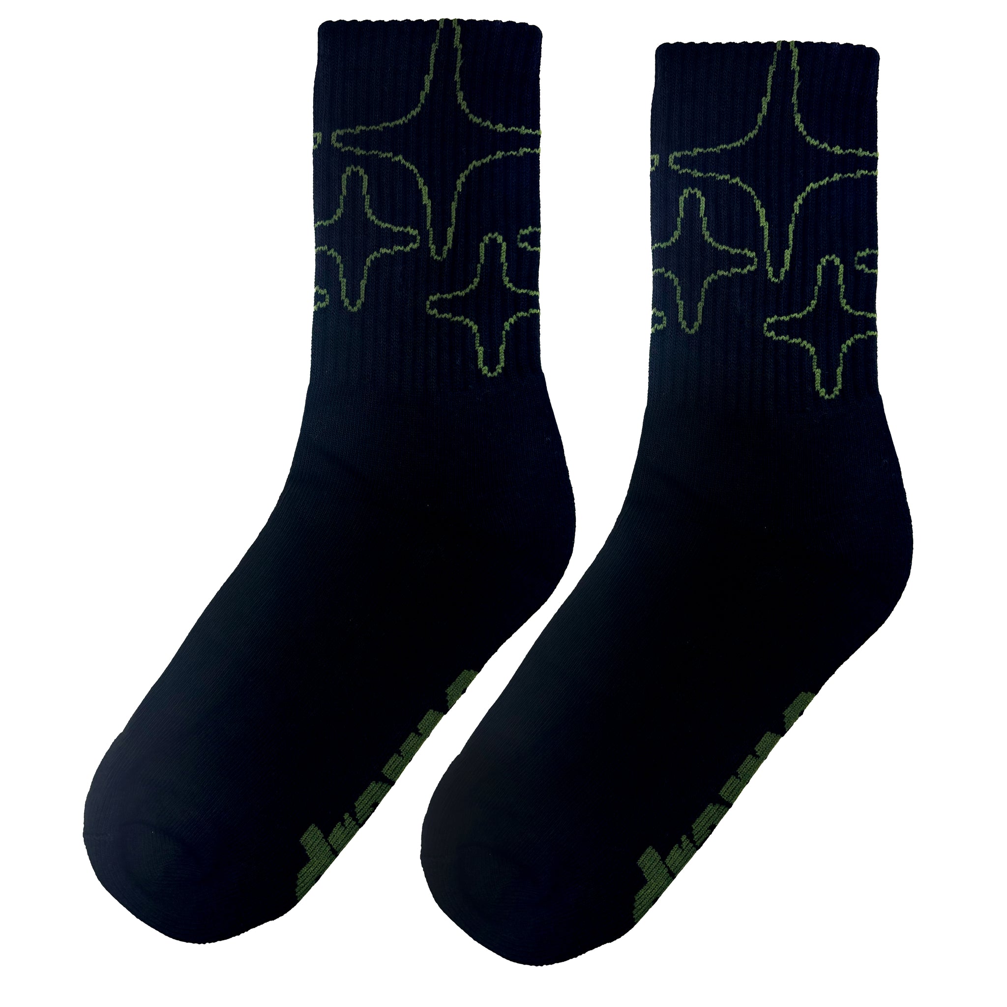 BLACK N ARMY GREEN LINE-STA SOCKS