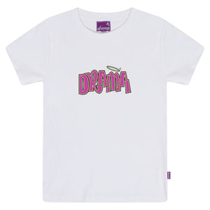 DRAMA DOLL WOMENS BABY TEE (WHITE)