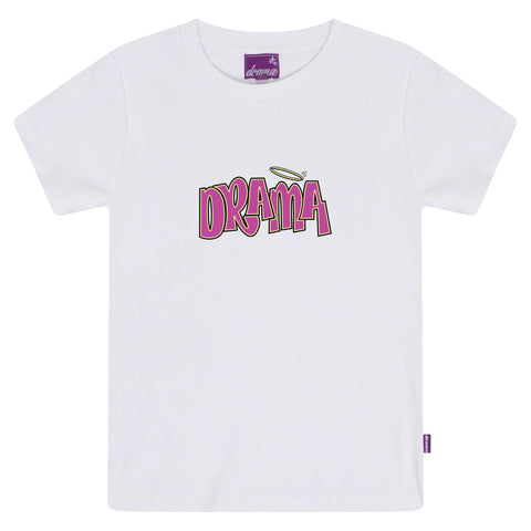 DRAMA DOLL WOMENS BABY TEE (WHITE)