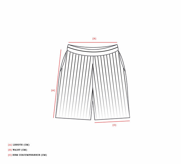 Drama Call All Star shorts size chart
