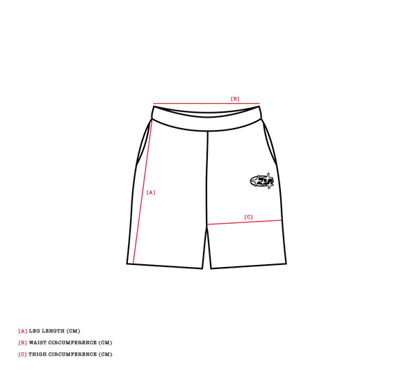 Drama Call mens shorts size chart diagram