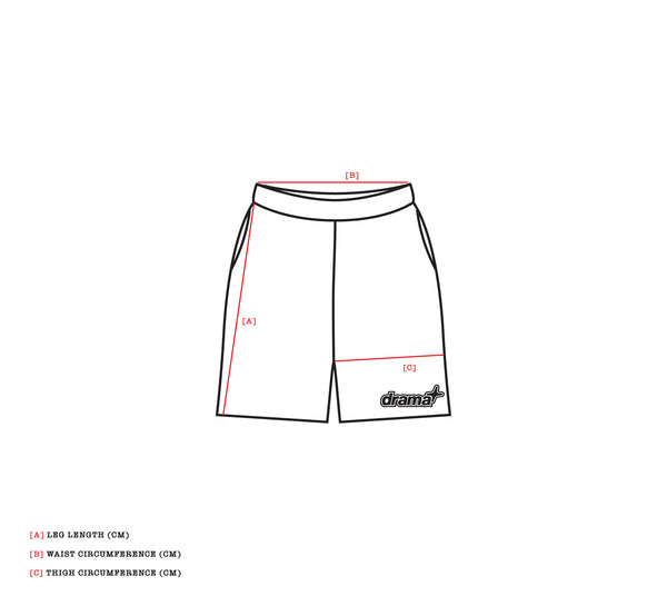 Drama Call mens shorts size chart