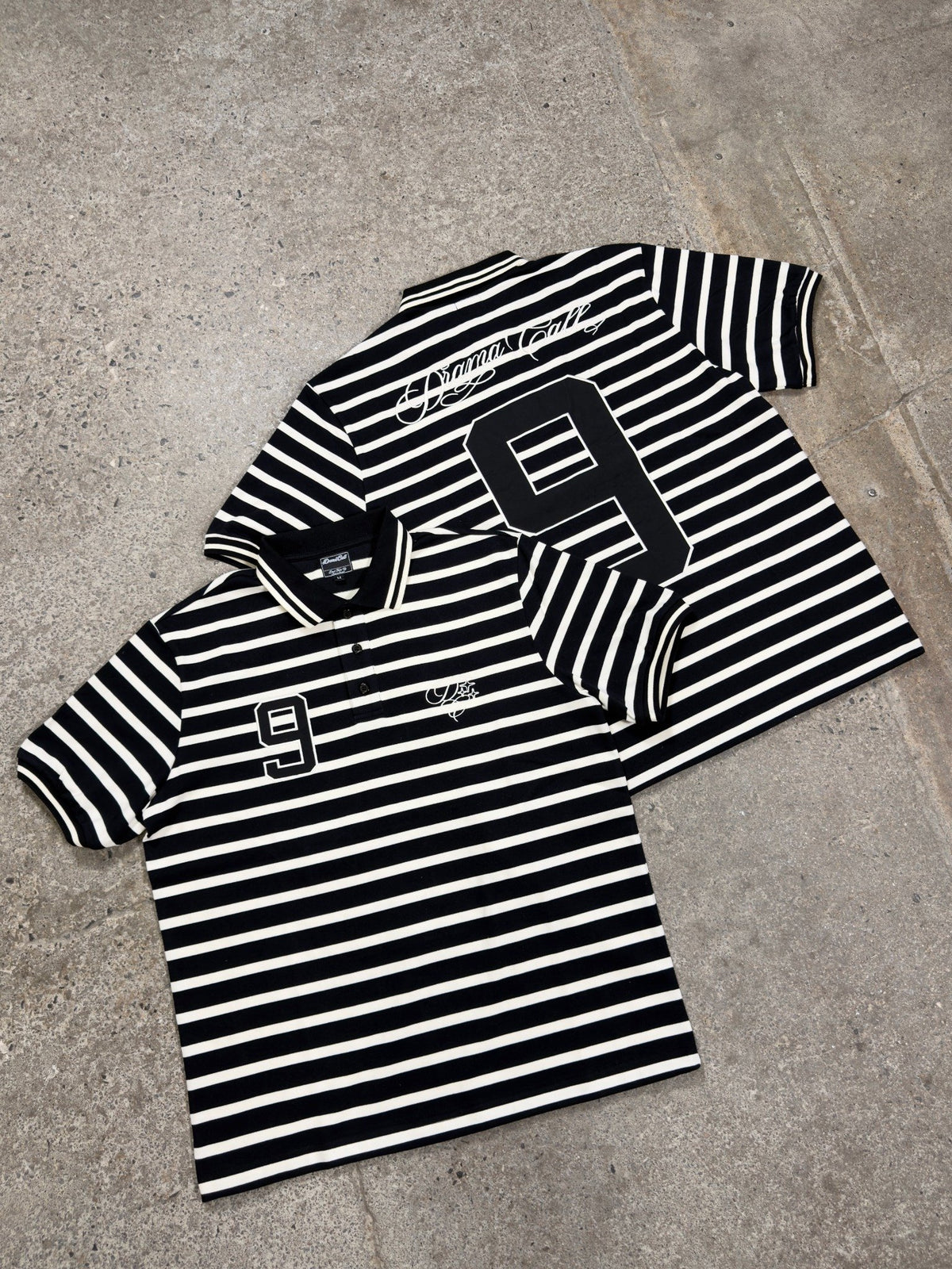 NO.9 STRIPE HEAVY POLO (BLACK) - New