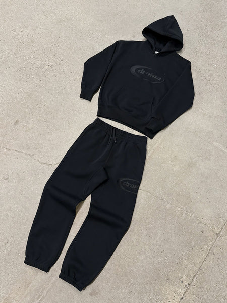 BLACK ON BLACK OVAL BOTTOMS