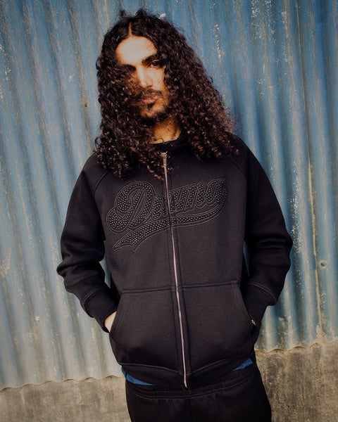 BLACK ON BLACK SCRIPT STUD BOTTOMS