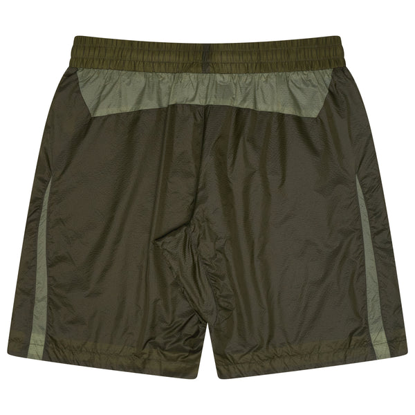 Men's army green Drama Call 1sta ripstop lightweight shorts back view.