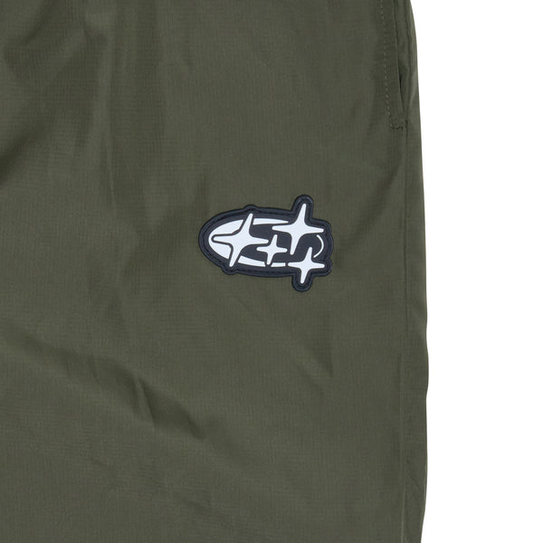 Men's army green Drama Call 4STA running shorts detail view