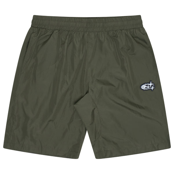 Men's army green Drama Call 4sta running shorts front view