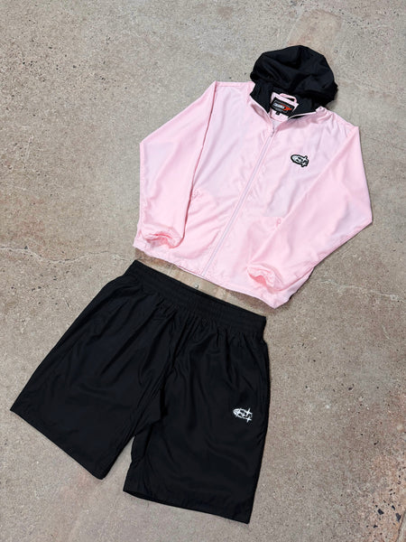 Men's black 4sta running shorts shown in a flat lay view 