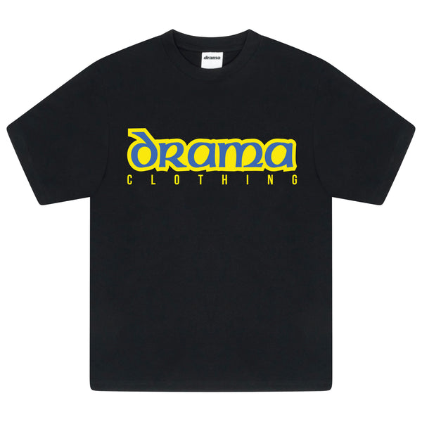 Front view of the black Drama Call Celt graphic tee