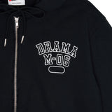 Men's black Drama Call distressed college zip-up hoodie