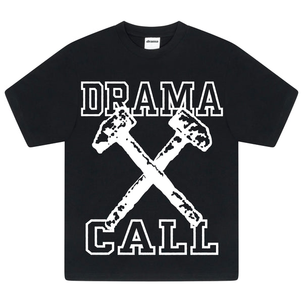Men's black Drama Call hammer graphic tee front view