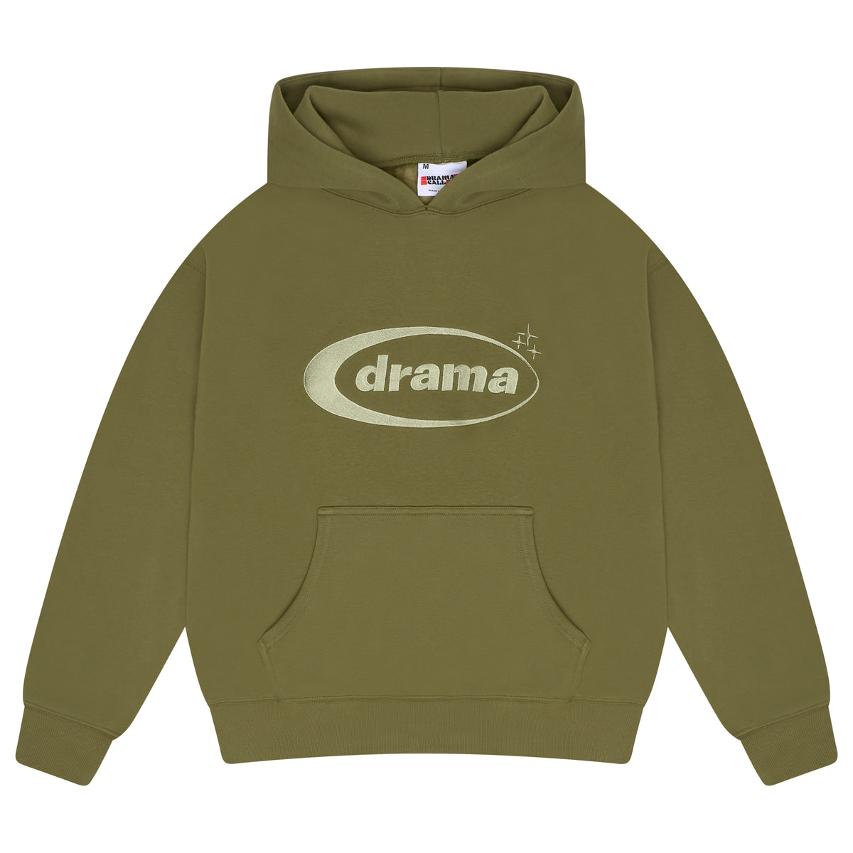Men's green Drama Call oval logo hoodie front view