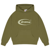 Men's green Drama Call oval logo hoodie front view