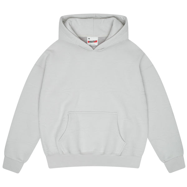 Men's grey Drama Call all-star embroidered hoodie, front view.
