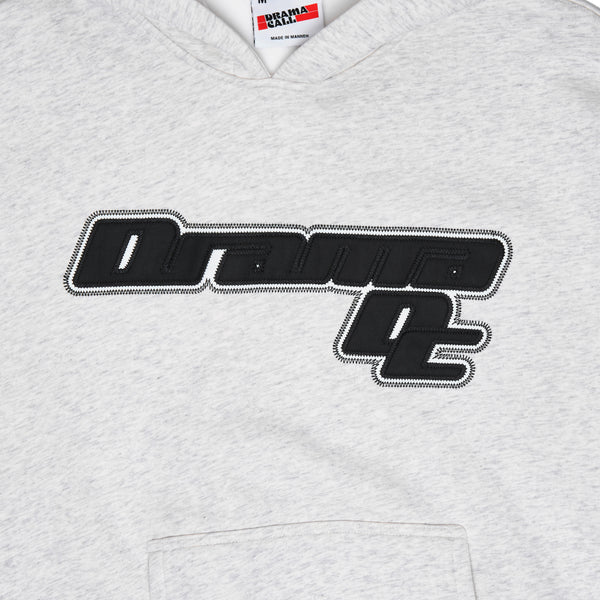 Close-up of the grey Drama Call AV Sport hoodie