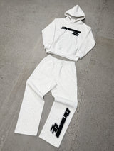 Grey Drama Call AV Sport hoodie and matching trackpants laid out flat