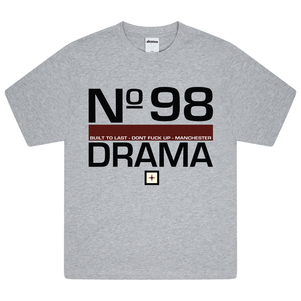 Men's grey Drama Call No. 98 graphic tee front view 