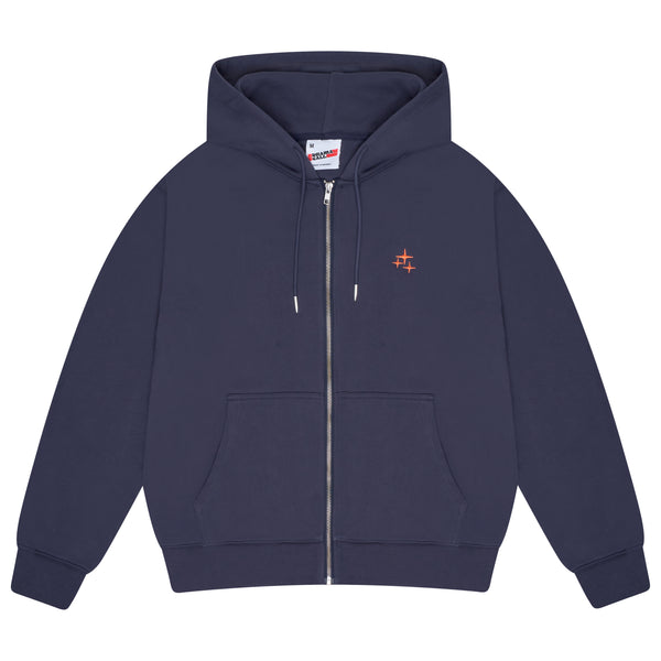 Men's navy Drama Call STA zip-up hoodie front view 
