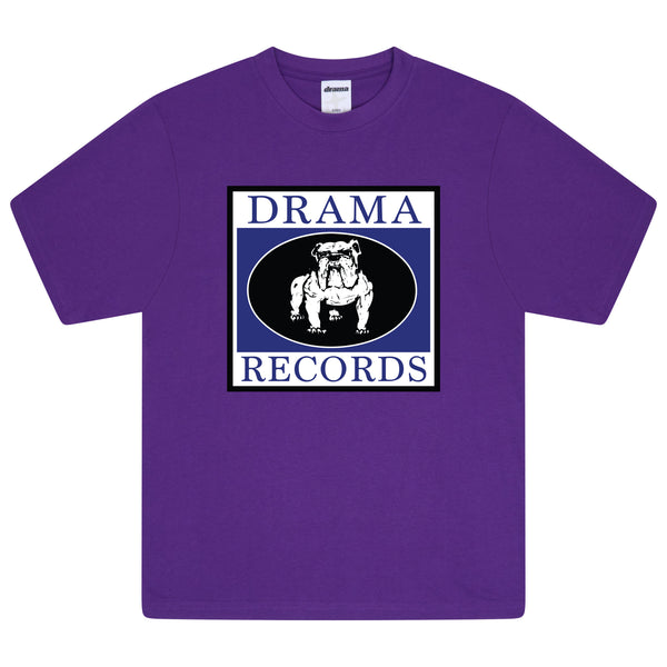Men's purple Darg Records graphic tee in a flat lay view