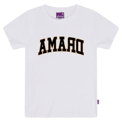 MIRROR COLLEGE WOMENS BABY TEE (WHITE)