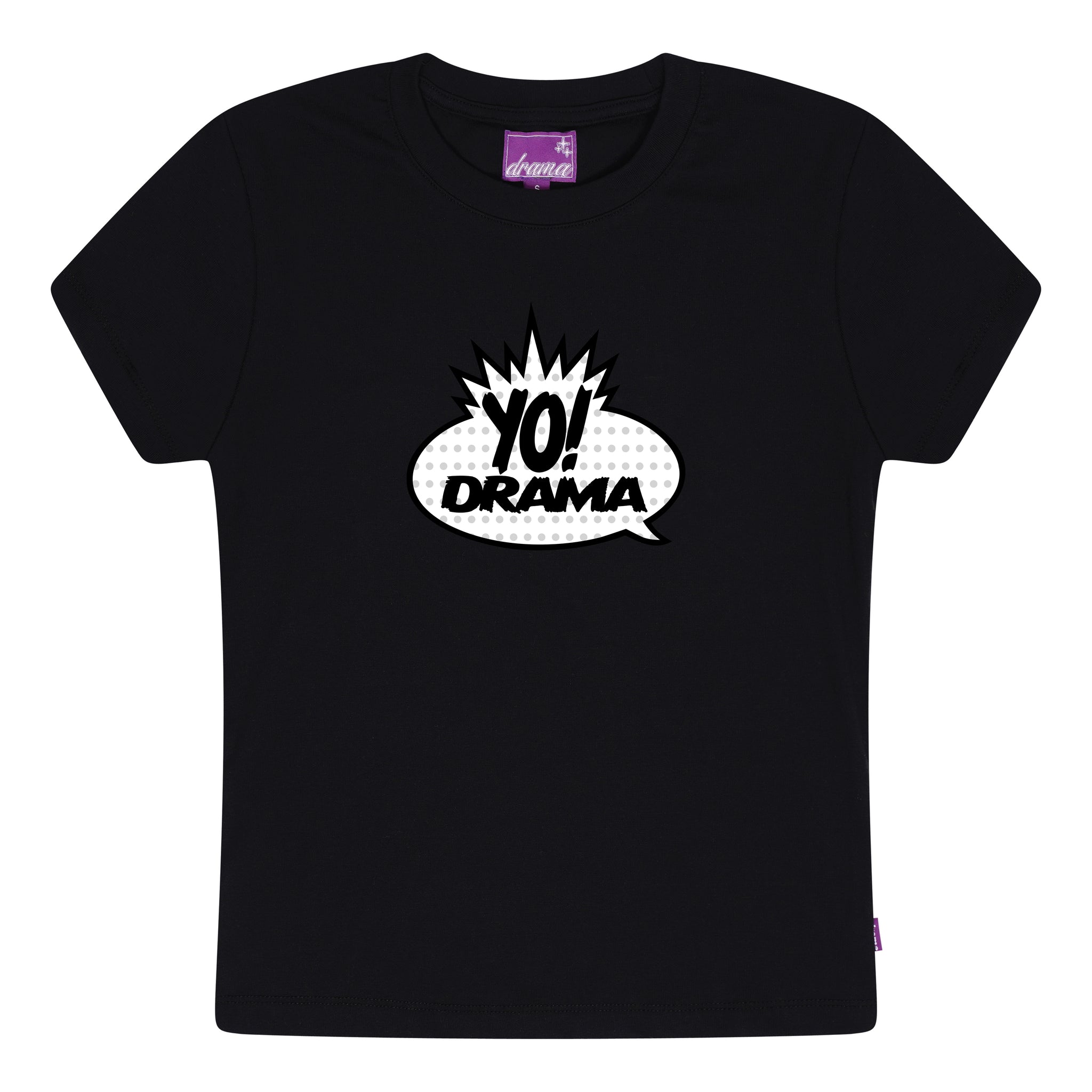 YO! WOMENS BABY TEE (BLACK)